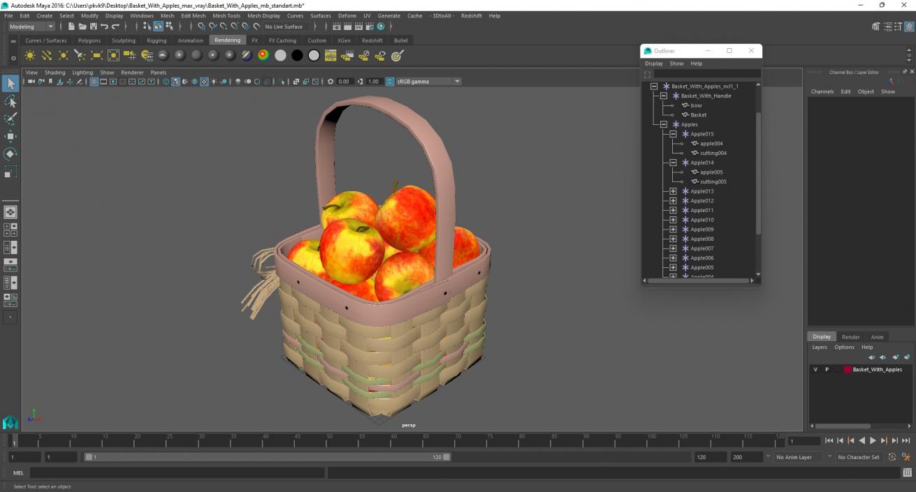 3D model Basket with Apples 2