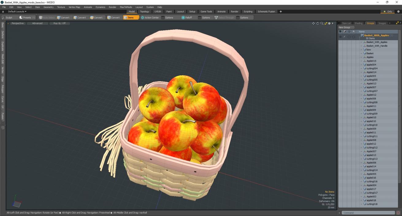 3D model Basket with Apples 2