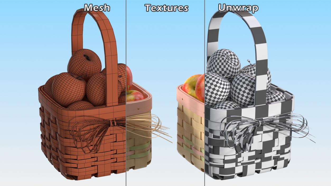 3D model Basket with Apples 2