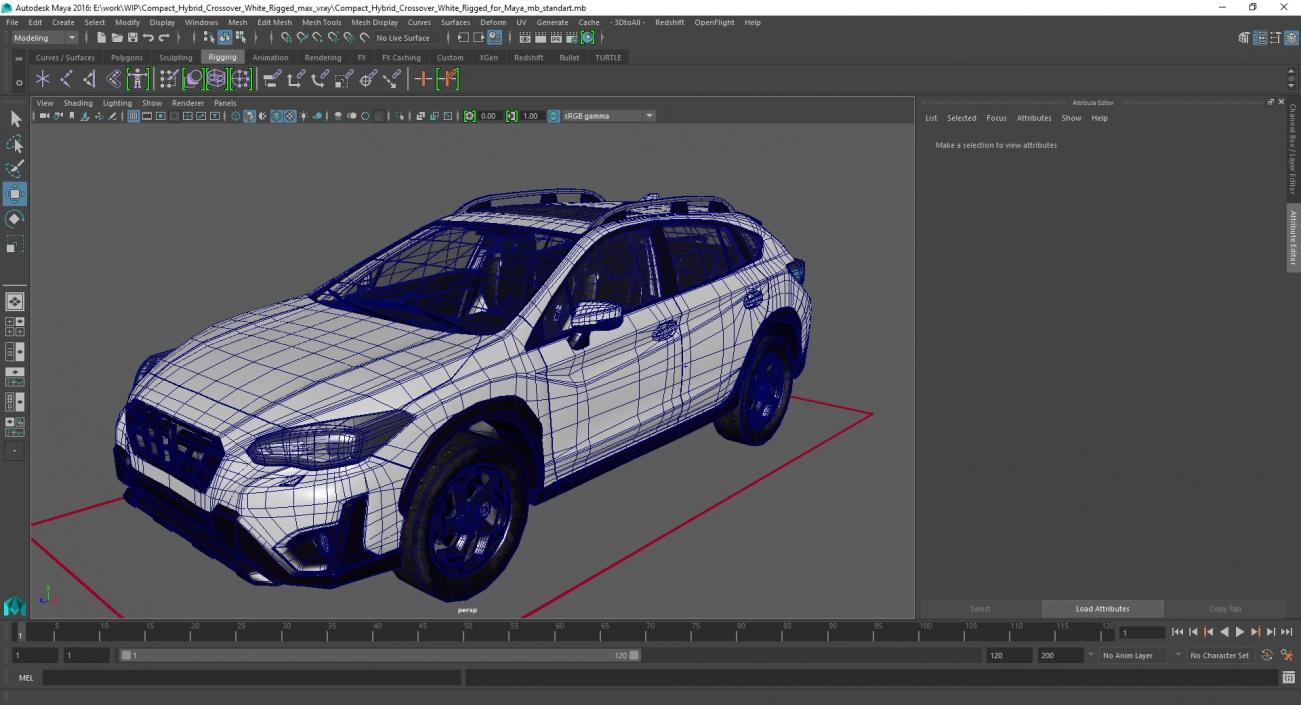 3D Compact Hybrid Crossover White Rigged for Maya