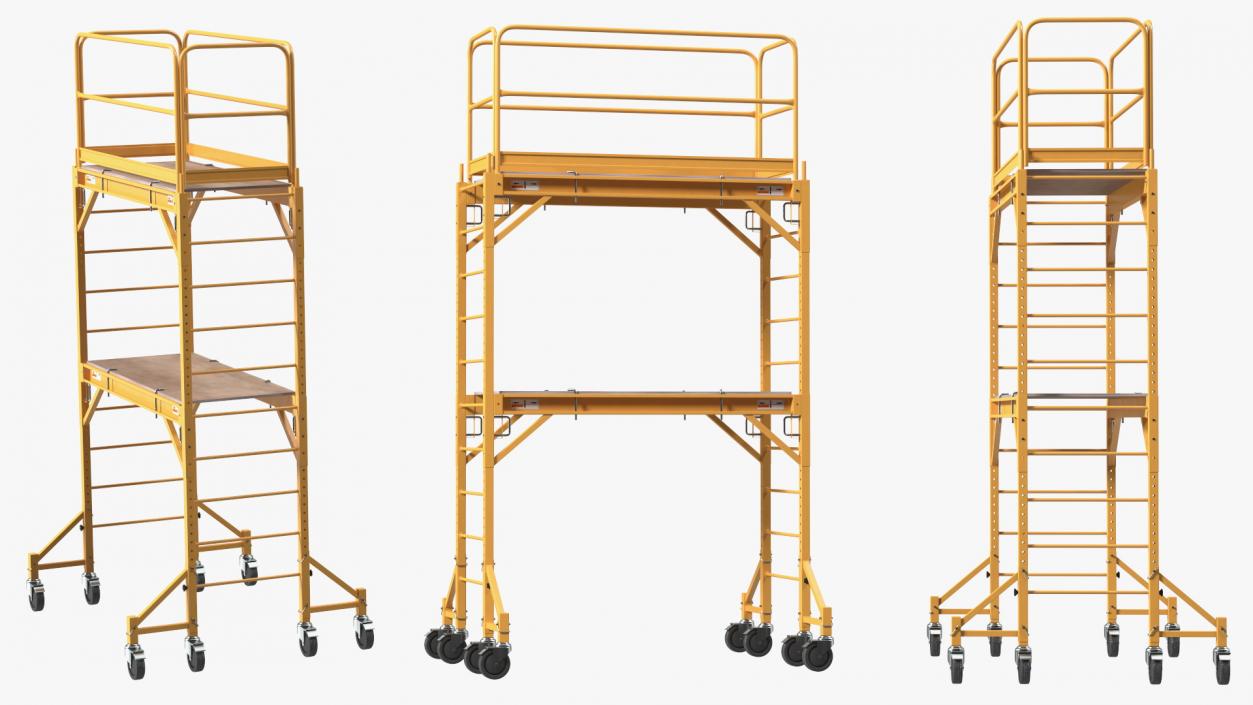 2 Story Rolling Scaffold Tower Yellow 3D