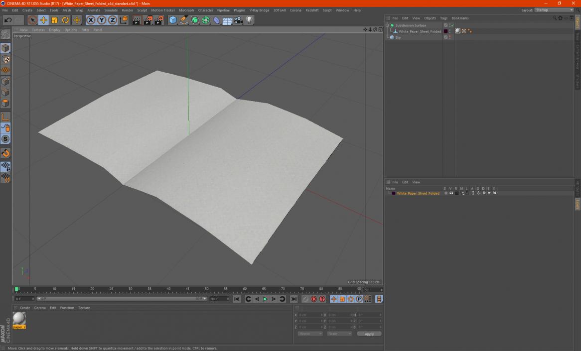 White Paper Sheet Folded 3D model