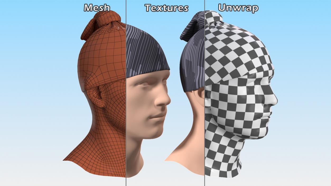 3D model Neck Gaiter Worn on Head Black