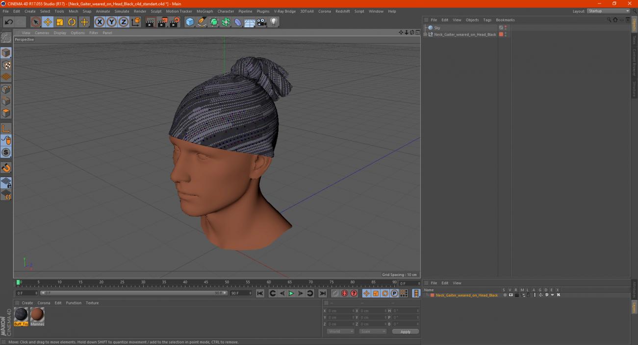 3D model Neck Gaiter Worn on Head Black