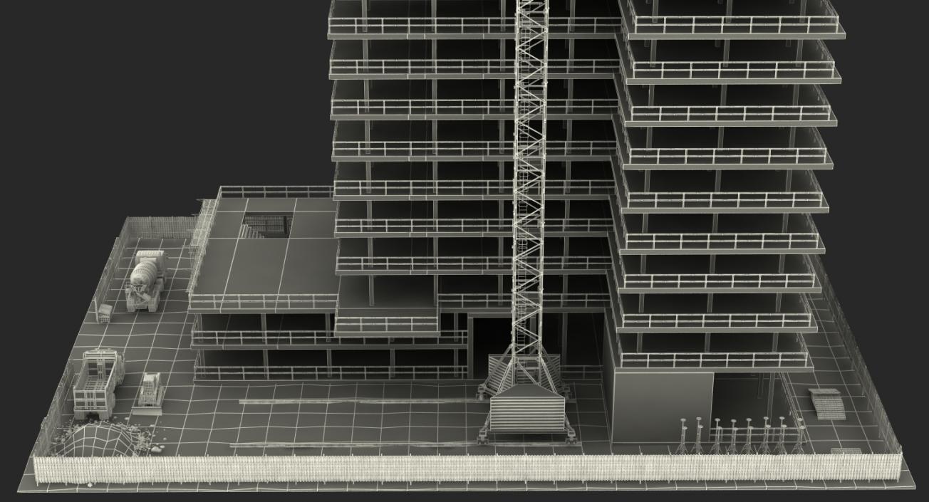 3D Building Construction 2 with Equipment model