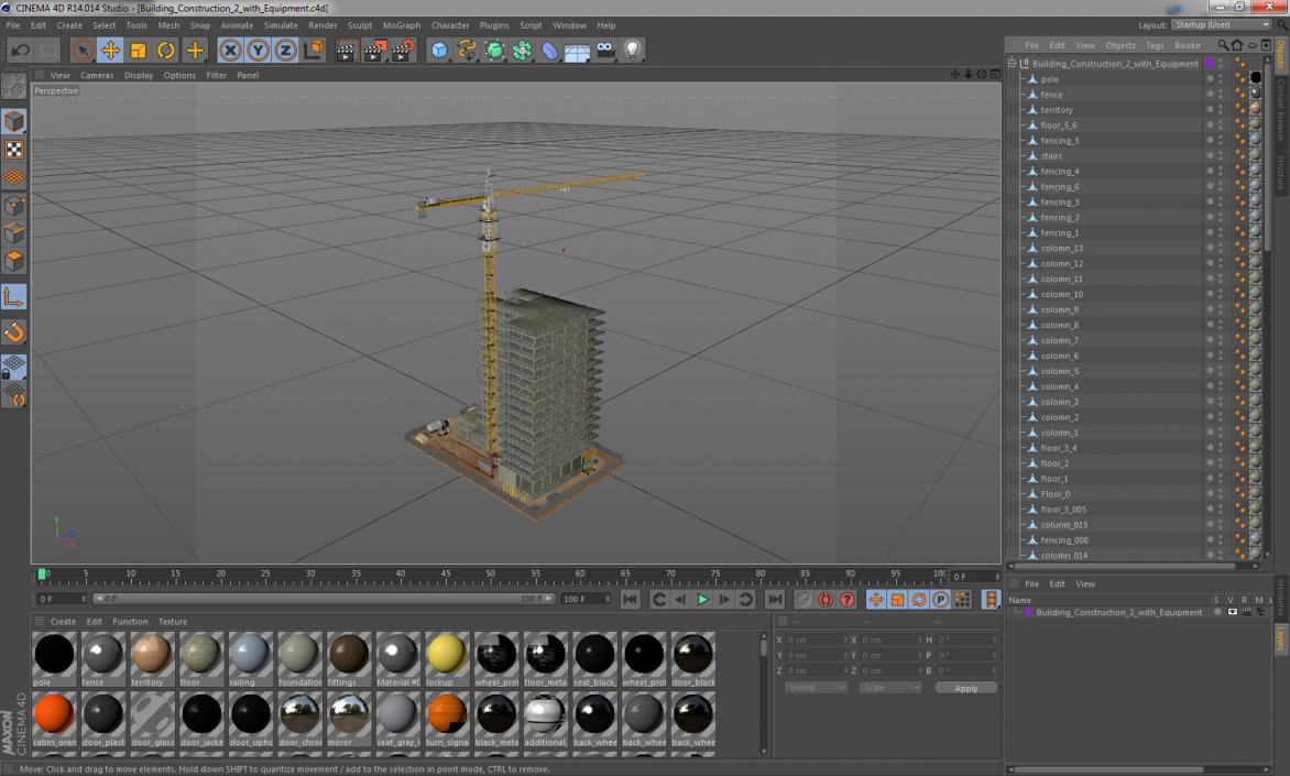 3D Building Construction 2 with Equipment model