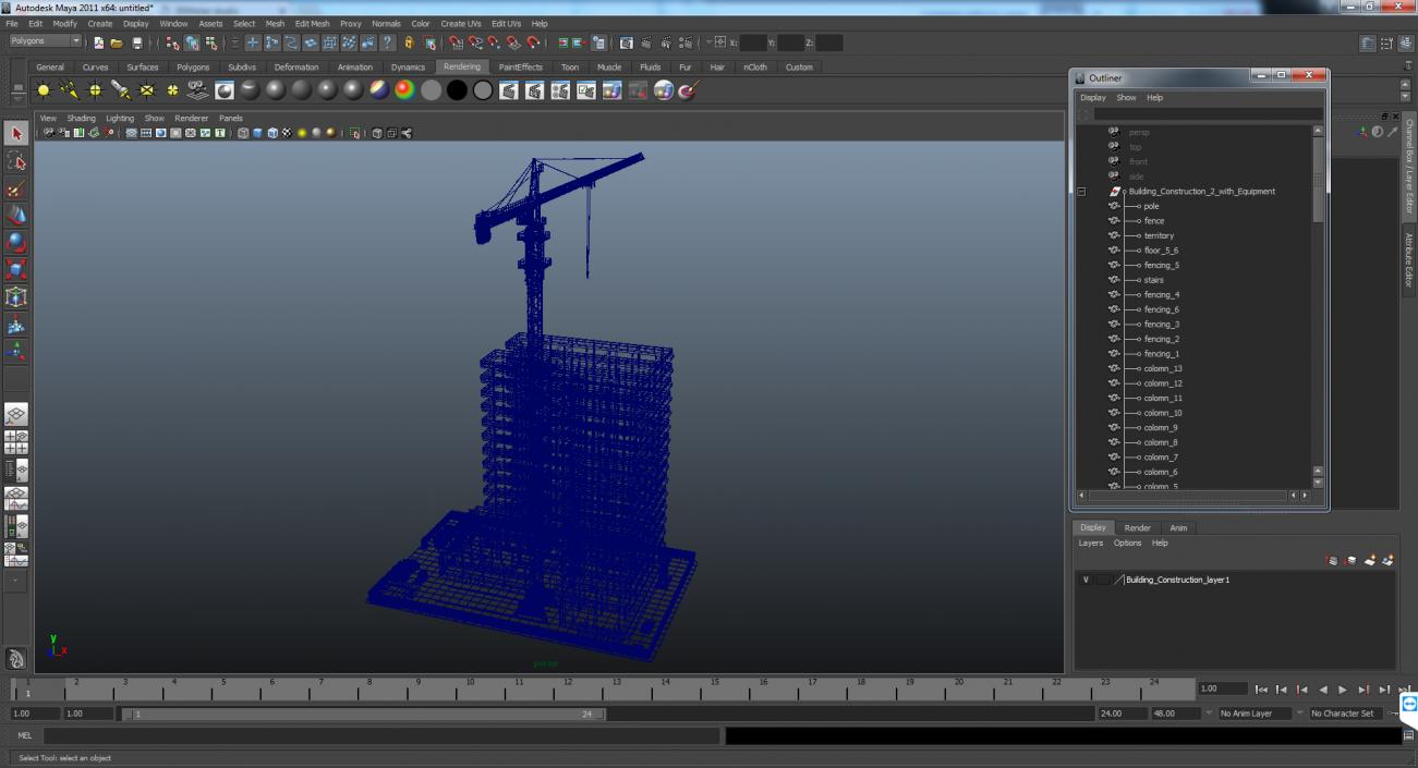 3D Building Construction 2 with Equipment model