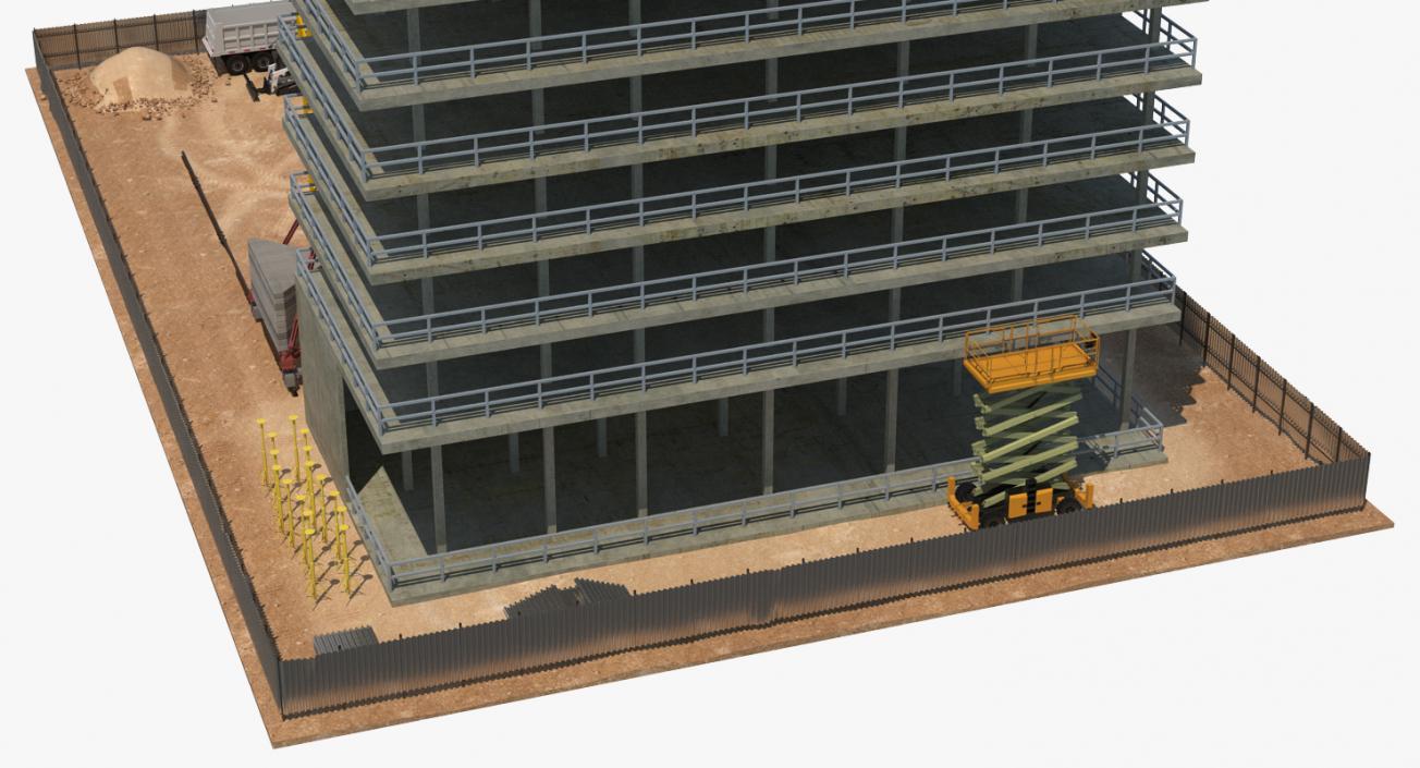 3D Building Construction 2 with Equipment model