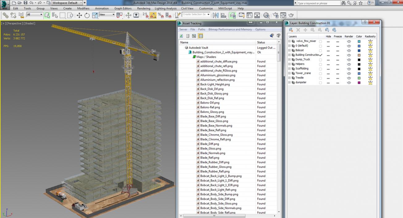 3D Building Construction 2 with Equipment model