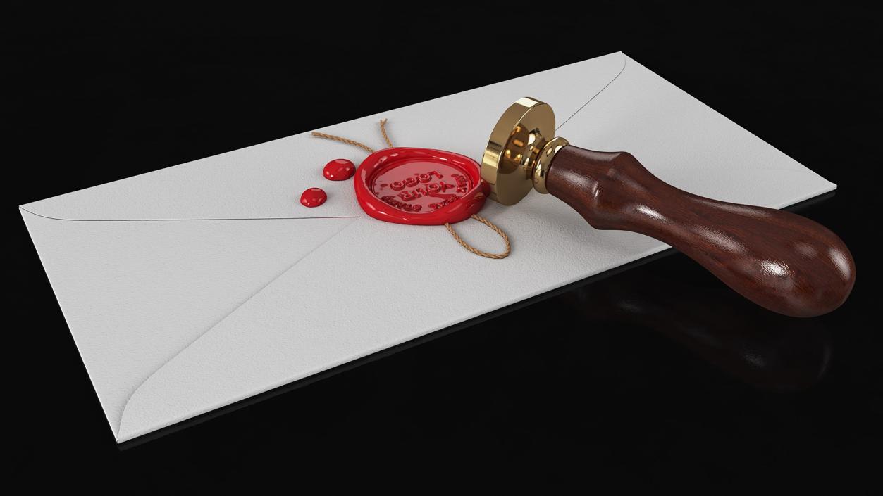 3D Wax Seal Stamp Envelope model