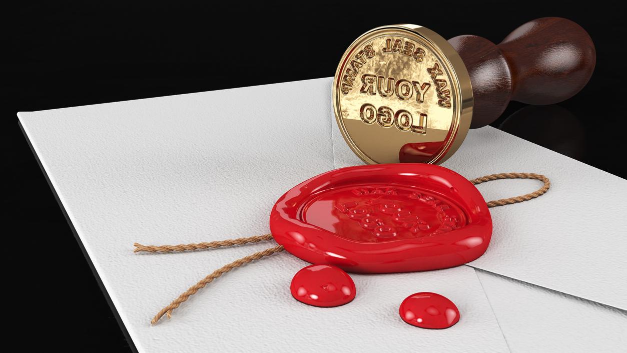 3D Wax Seal Stamp Envelope model