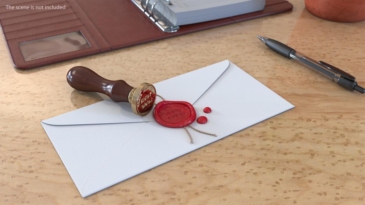 3D Wax Seal Stamp Envelope model