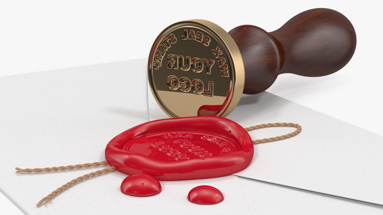 3D Wax Seal Stamp Envelope model