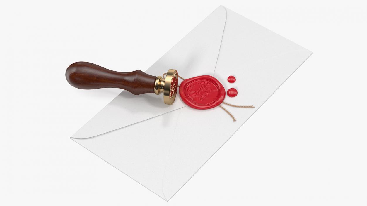 3D Wax Seal Stamp Envelope model