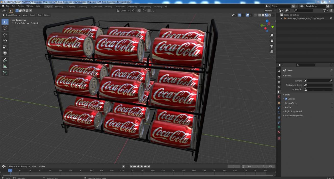 3D Beverage Dispenser with Cola Cans model