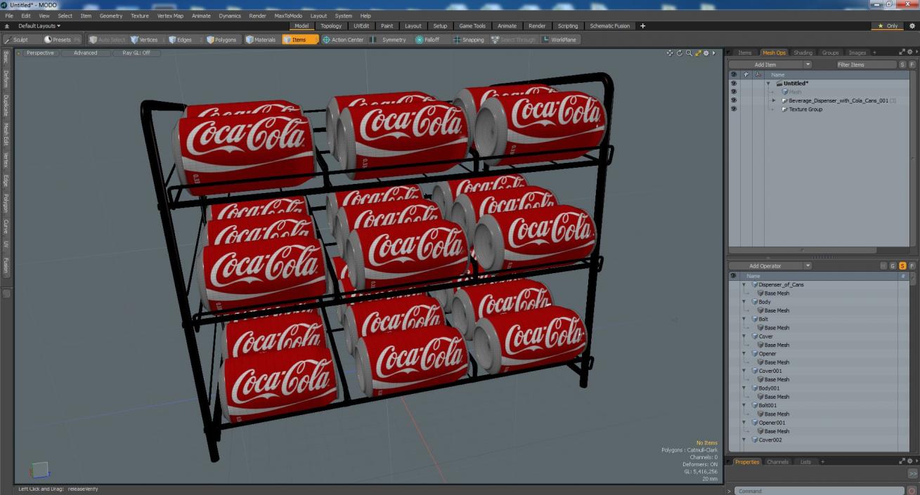 3D Beverage Dispenser with Cola Cans model