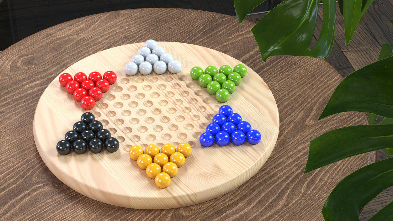 3D model Chinese Checkers Game with Glass Marbles