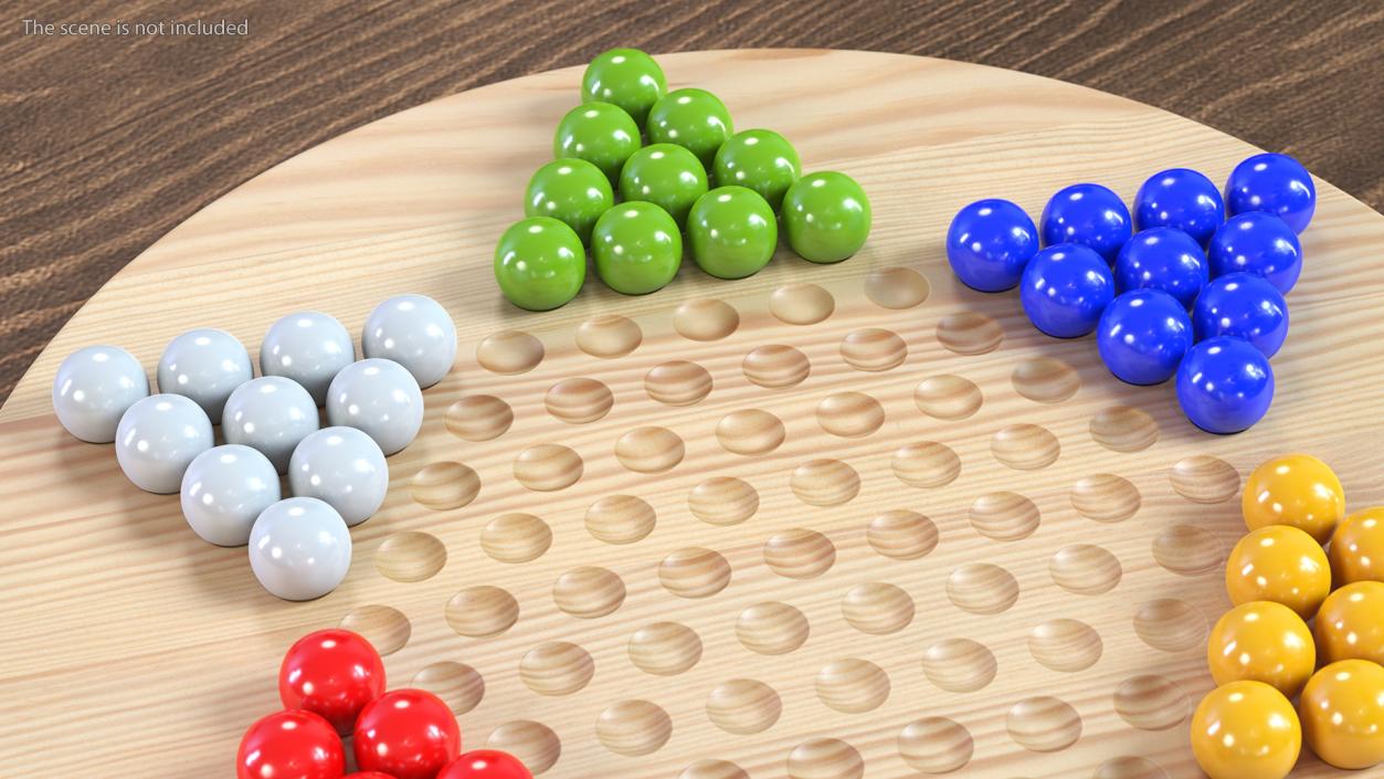 3D model Chinese Checkers Game with Glass Marbles