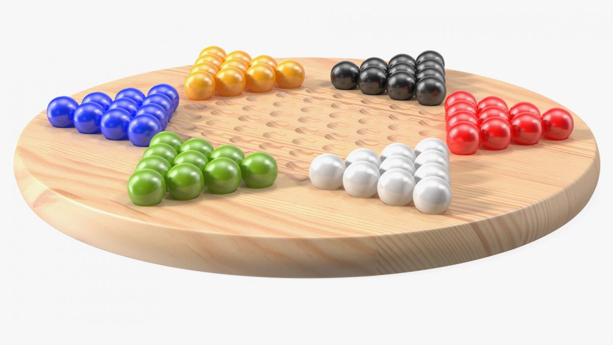 3D model Chinese Checkers Game with Glass Marbles