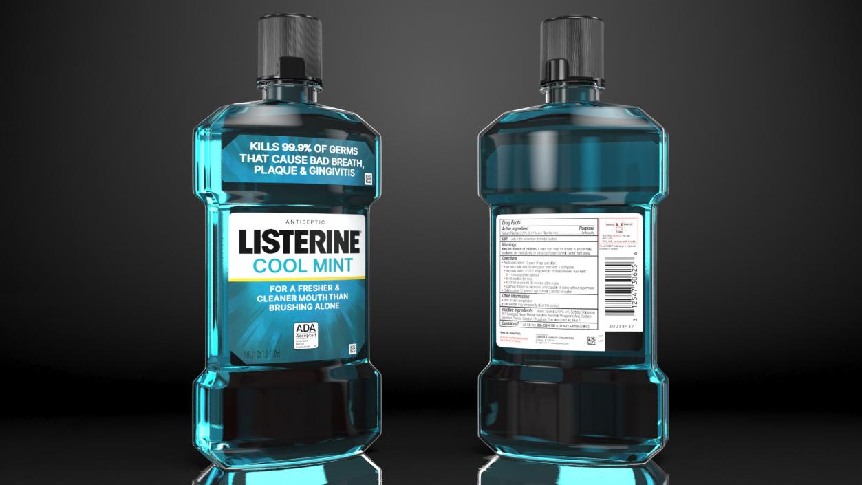 3D Listerine Cool Mint Antiseptic Mouthwash 1L model