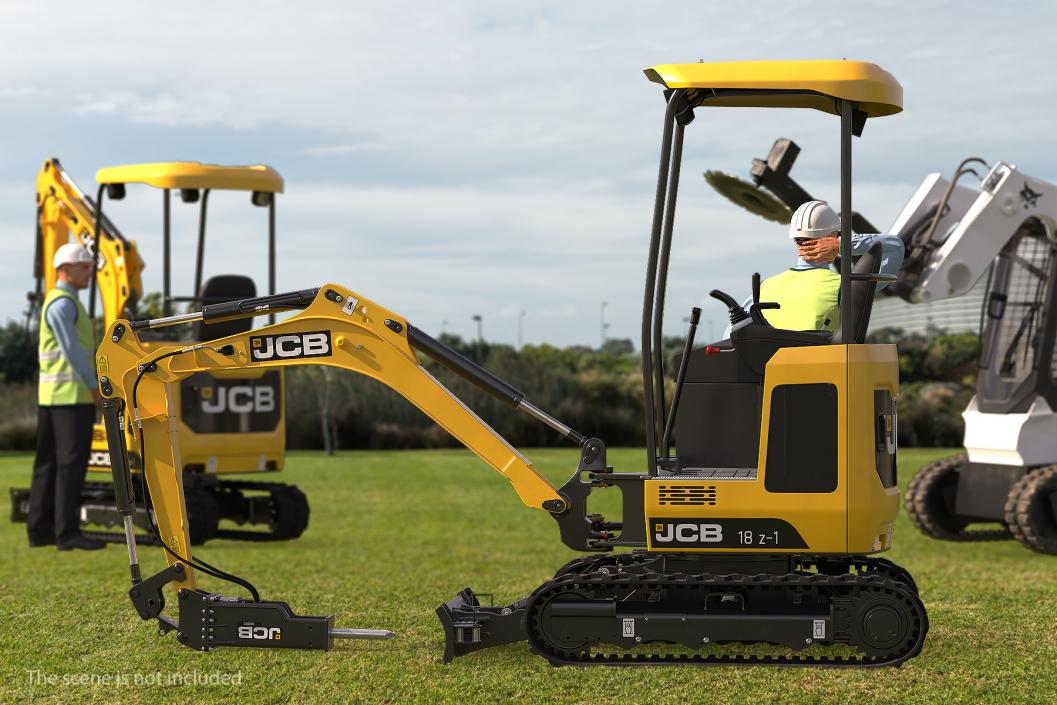 3D Mini Excavator JCB with Breaker Rigged model