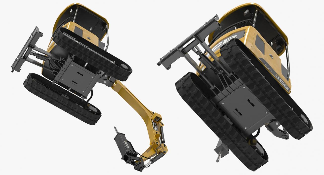 3D Mini Excavator JCB with Breaker Rigged model