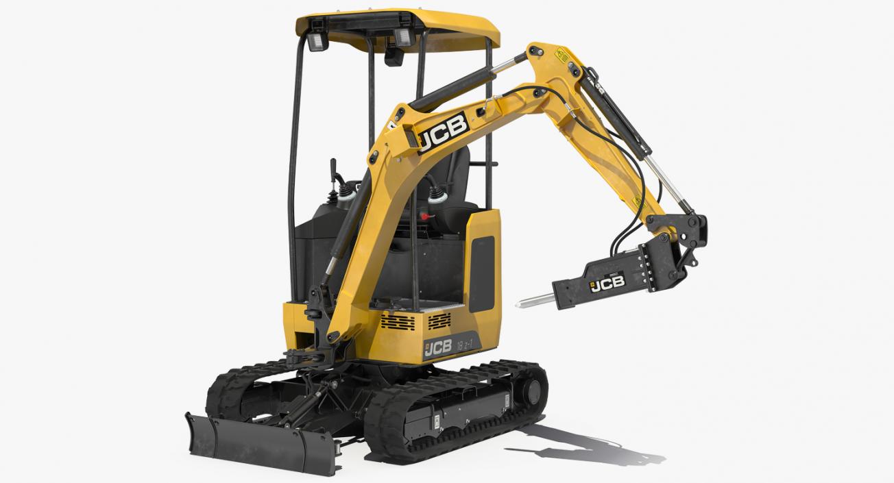 3D Mini Excavator JCB with Breaker Rigged model