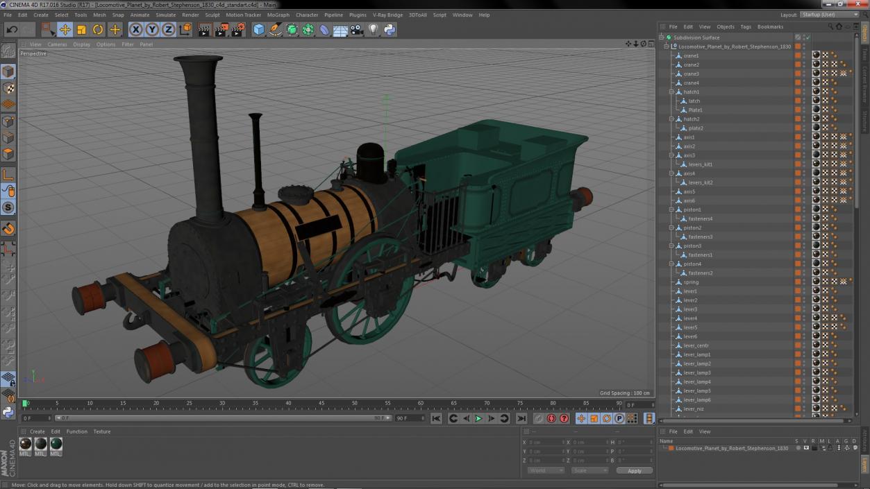 Locomotive  Planet by Robert Stephenson 1830 3D model