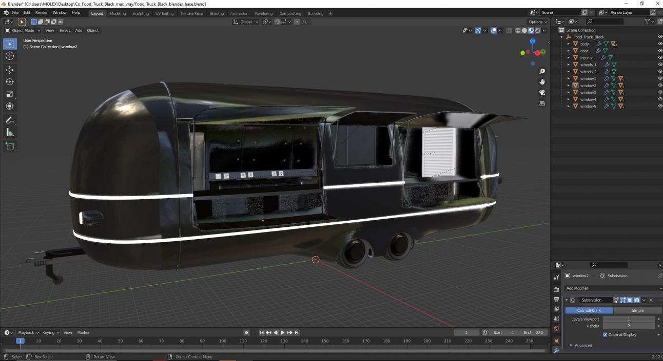 3D Food Truck Black