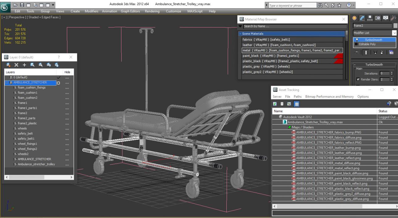 Ambulance Stretcher Trolley 3D