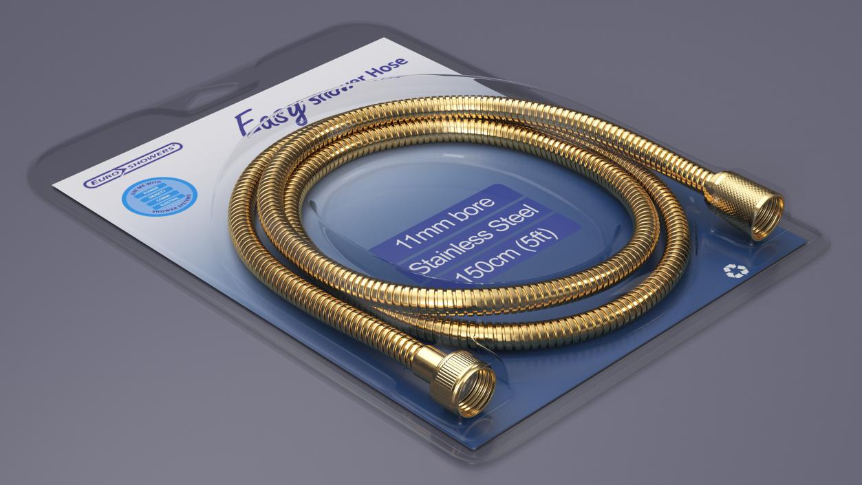 Shower Hose in Package Golden 3D model