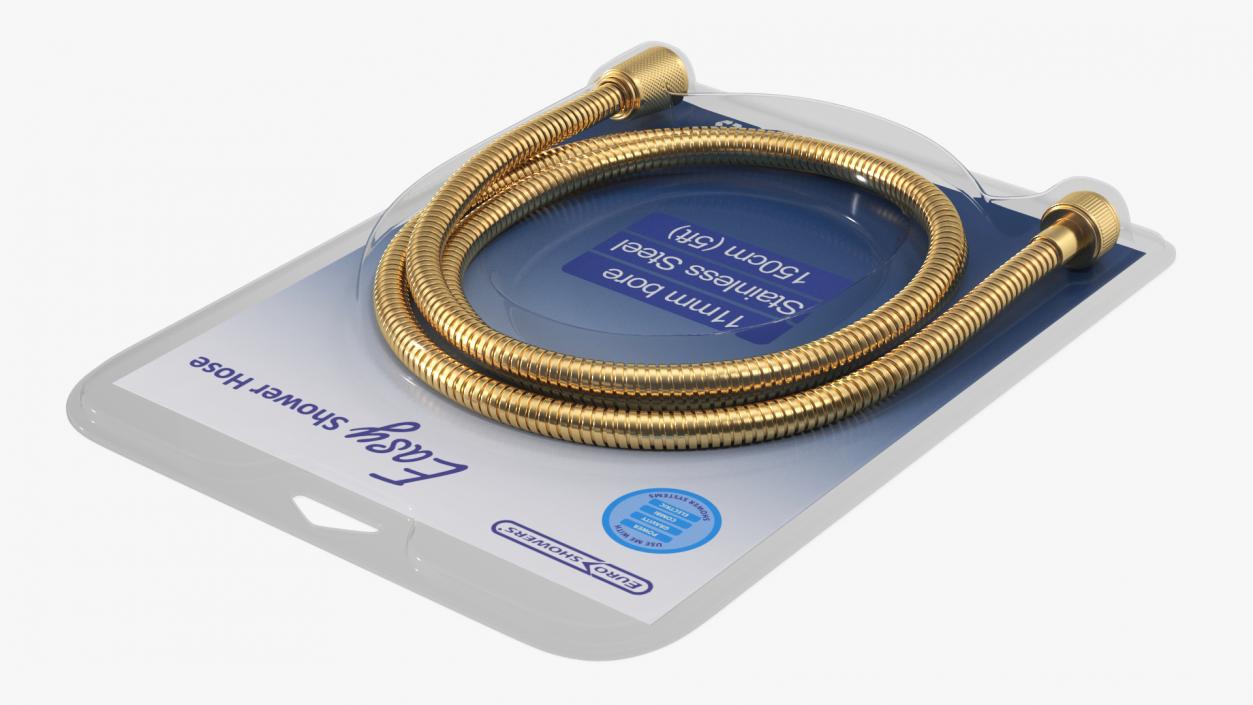 Shower Hose in Package Golden 3D model