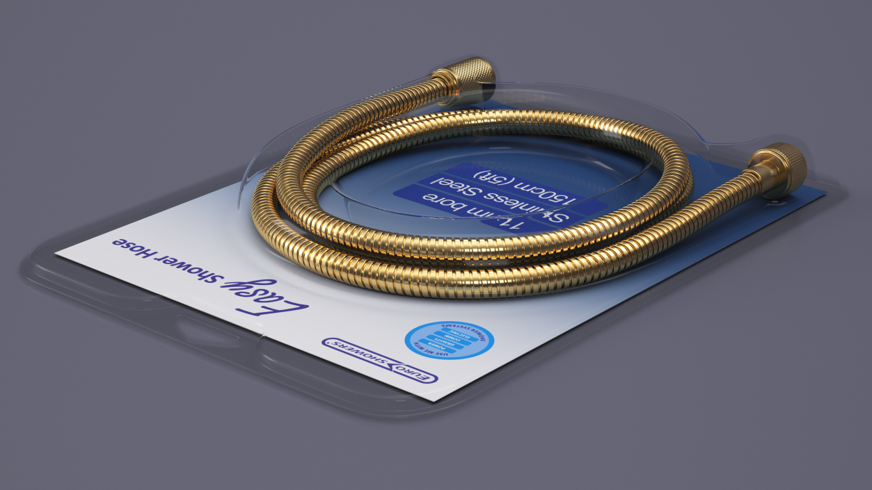 Shower Hose in Package Golden 3D model