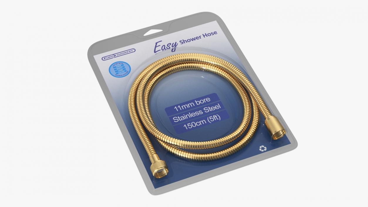 Shower Hose in Package Golden 3D model