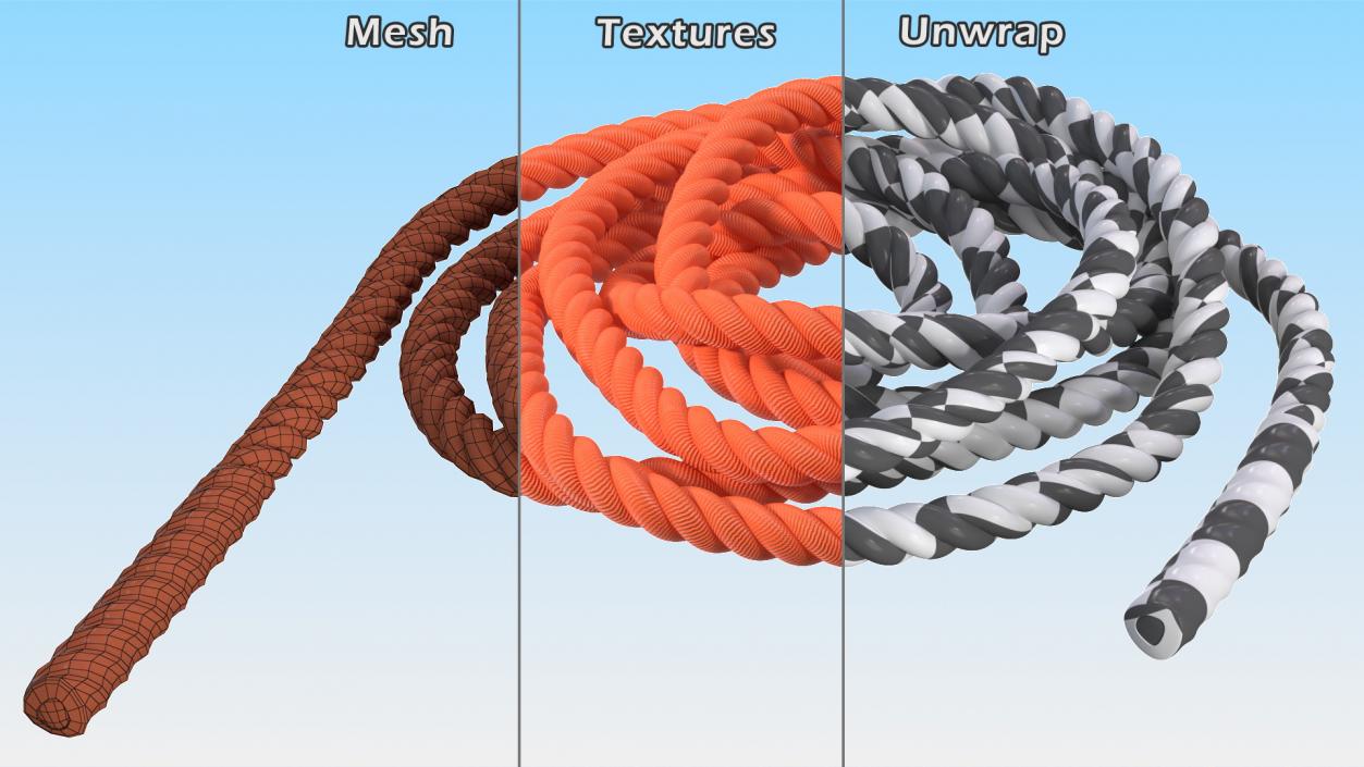 3D Fitness Battle Rope Orange