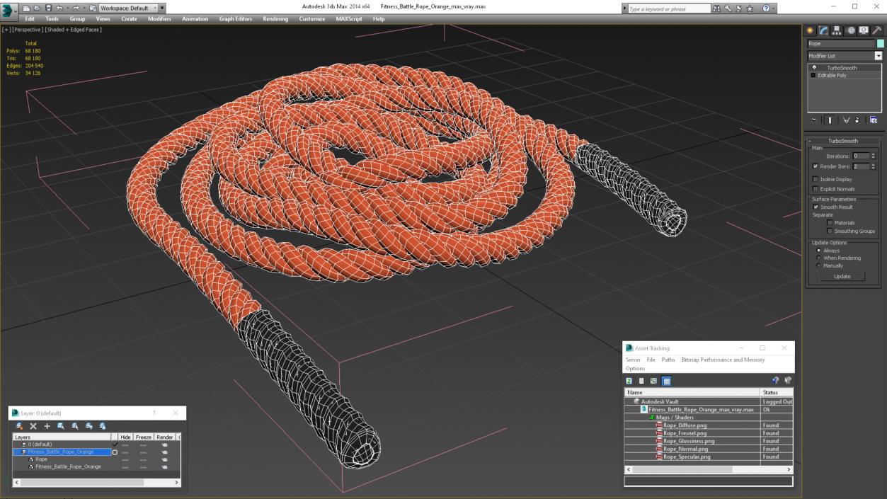 3D Fitness Battle Rope Orange