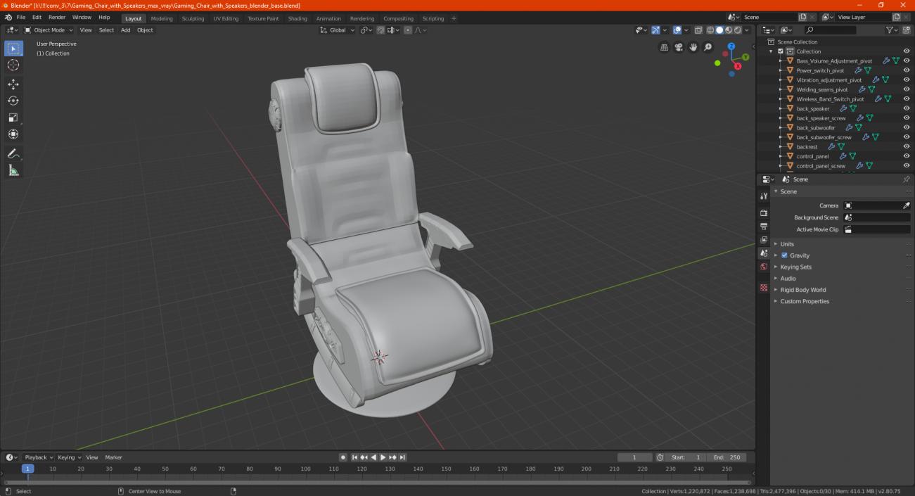 3D Gaming Chair with Speakers