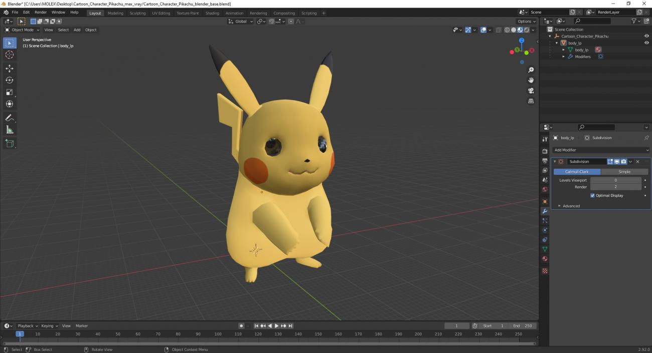 3D model Cartoon Character Pikachu