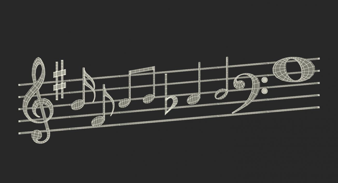 Plastic Music Stave and Notes 3D model