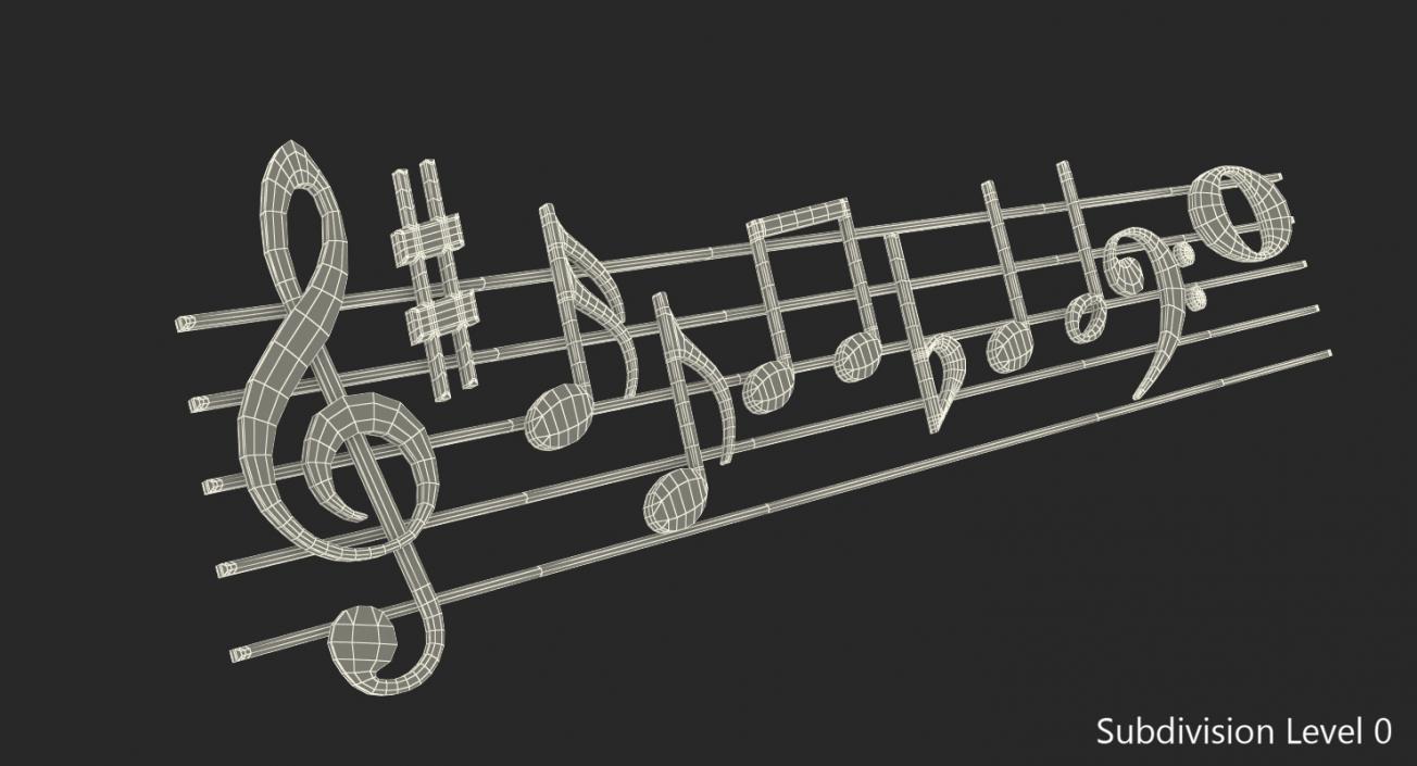 Plastic Music Stave and Notes 3D model