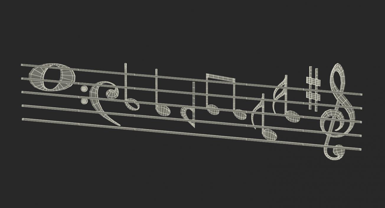 Plastic Music Stave and Notes 3D model