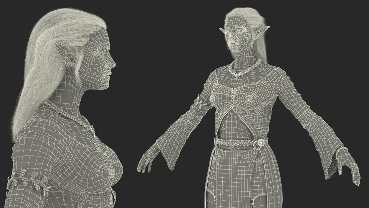 3D Elf Woman Fur model