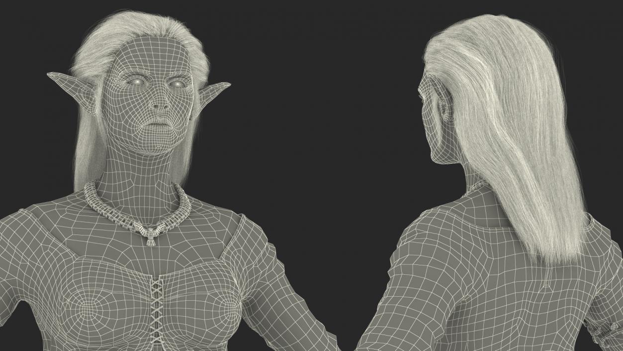 3D Elf Woman Fur model