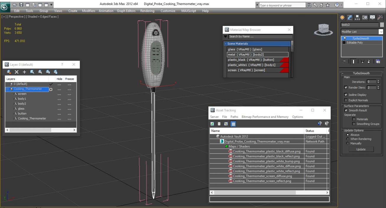 3D Digital Probe Cooking Thermometer model