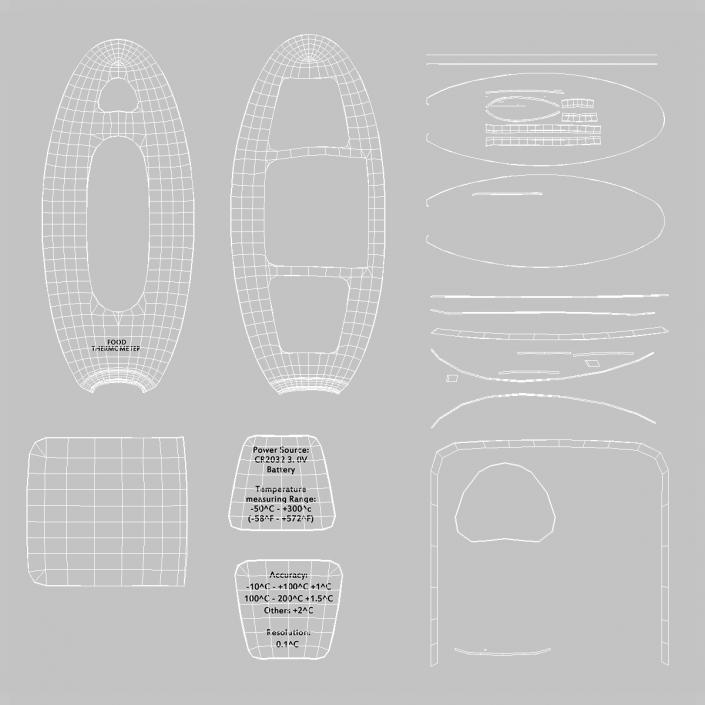 3D Digital Probe Cooking Thermometer model