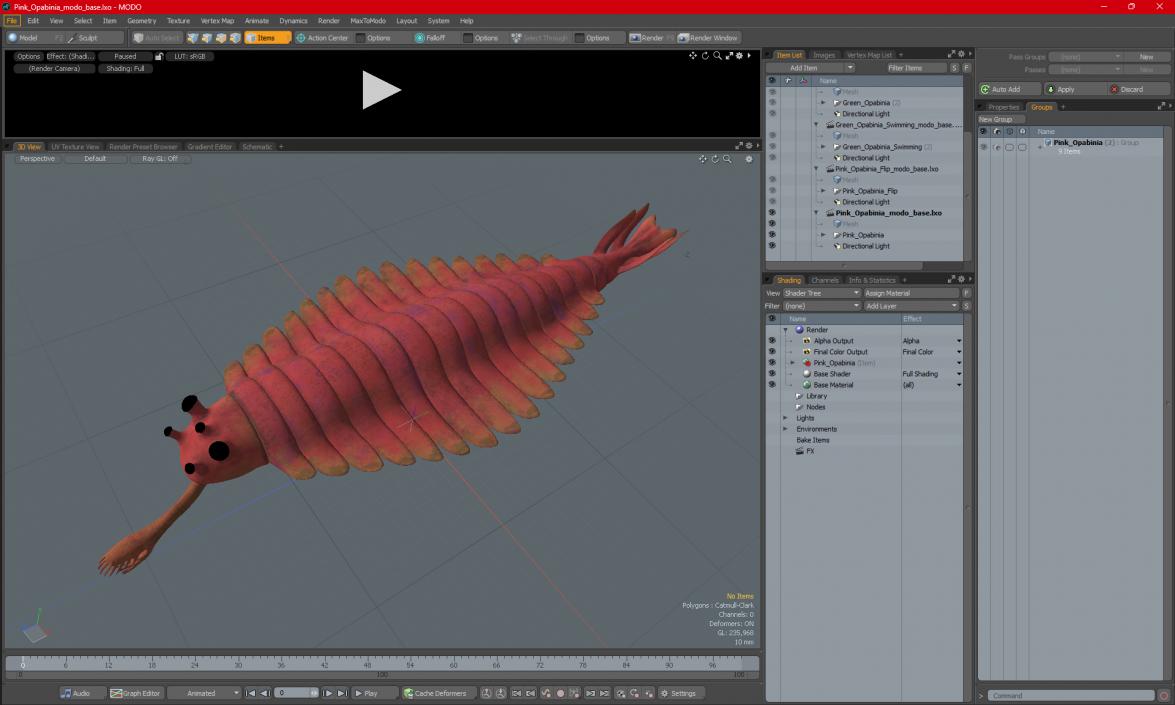 3D Pink Opabinia model