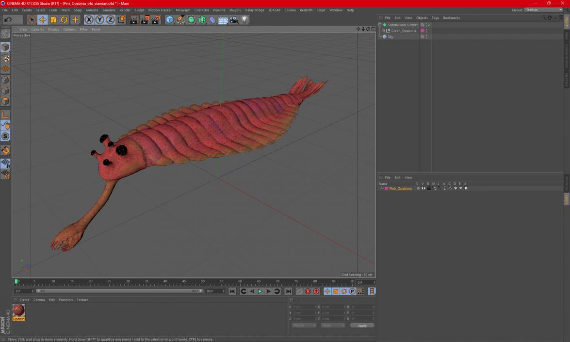 3D Pink Opabinia model