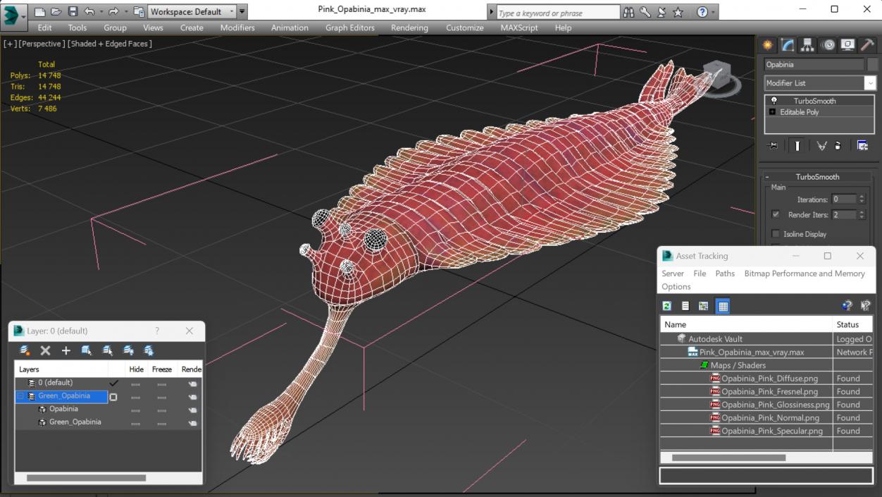 3D Pink Opabinia model