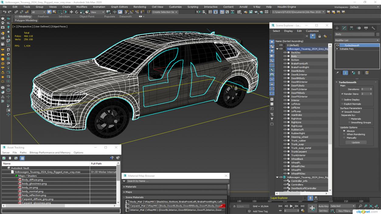 Volkswagen Touareg 2024 Grey Rigged for Maya 3D model