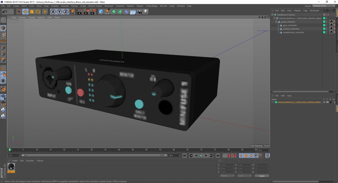 Arturia MiniFuse 1 USB Audio Interface Black 3D model